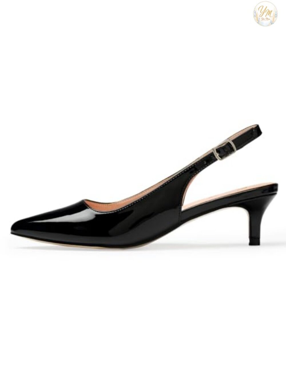 Womens Kitten Heels Closed Toe Slingback Pumps Comfortable Low Heel Adjustable
